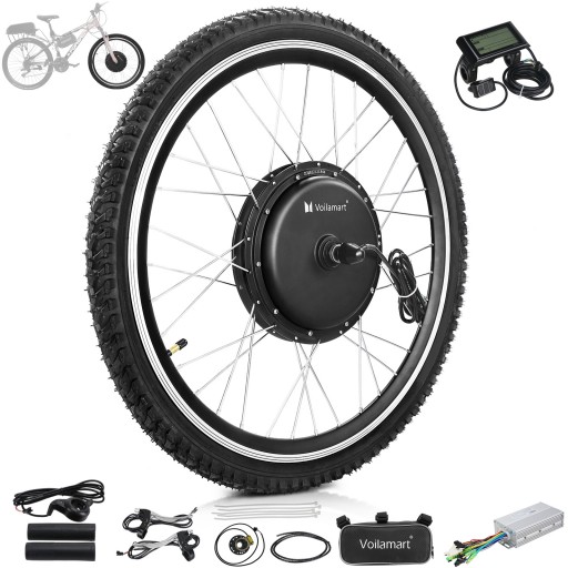 Voilamart 27.5" 48V 1000W Front Wheel Electric Bicycle Bike Motor Conversion Kit Hub LCD Meter (Thumb Throttle)