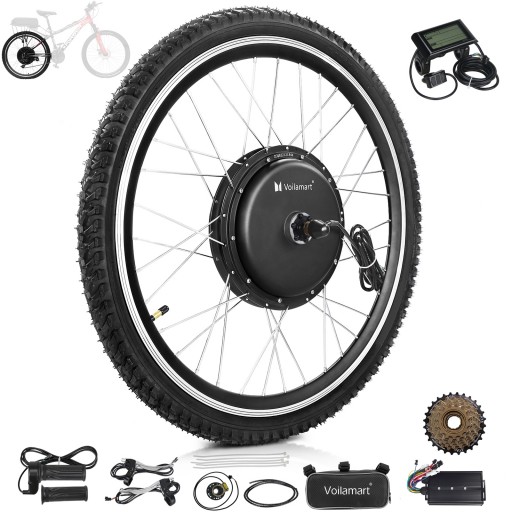 Voilamart 2000W 26" Electric Bicycle Conversion Kit Ebike Motor Cycling Hub Rear Wheel with LCD (Twist Throttle)
