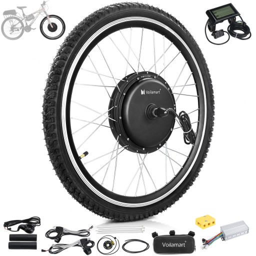 Voilamart 26" 48V 1500W Front Wheel Electric Bicycle Bike Motor Conversion Kit Hub LCD Meter (Thumb Throttle)