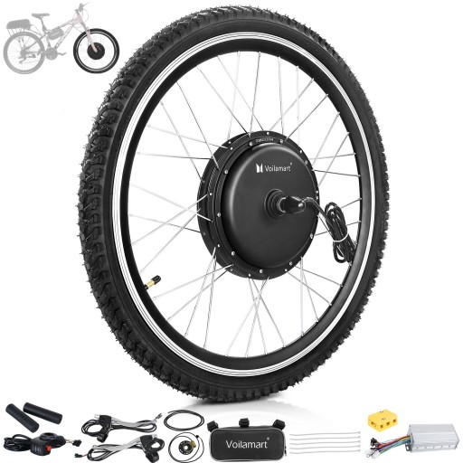 Voilamart 1500W 27.5" Electric Bicycle Conversion Kit Ebike Motor Cycling Hub Frontt Wheel (Thumb Throttle)