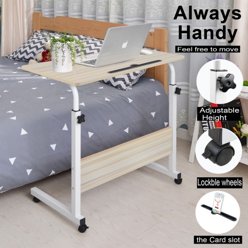 Laptop Table Adjustable Height Mobile Wooden Study Stand Computer iPad Bed Desk