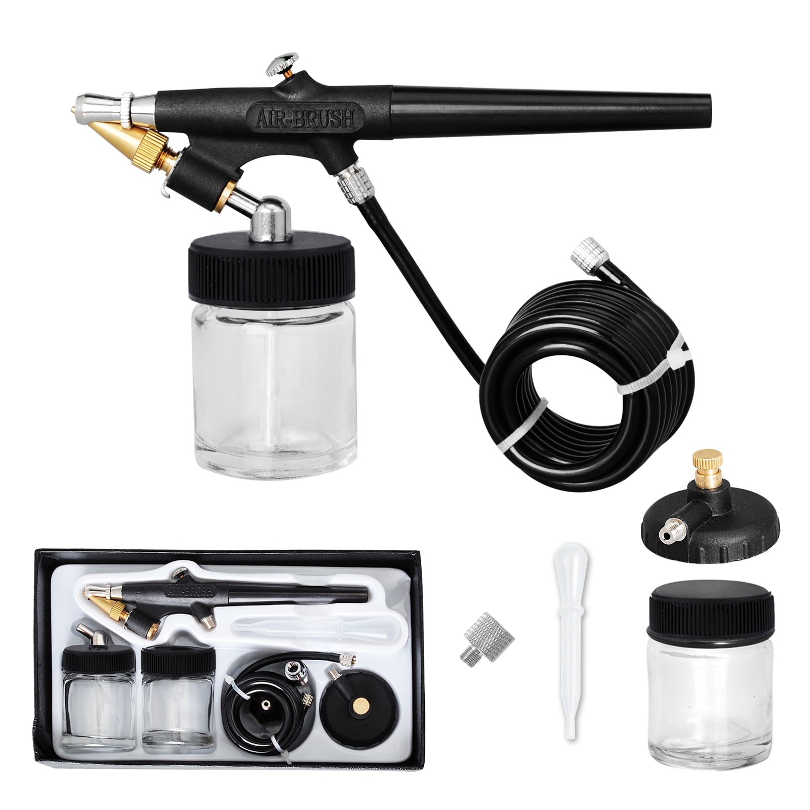  Airbrush  Spray Gun Kit 22cc Ink Cup Hose Single Action Air  