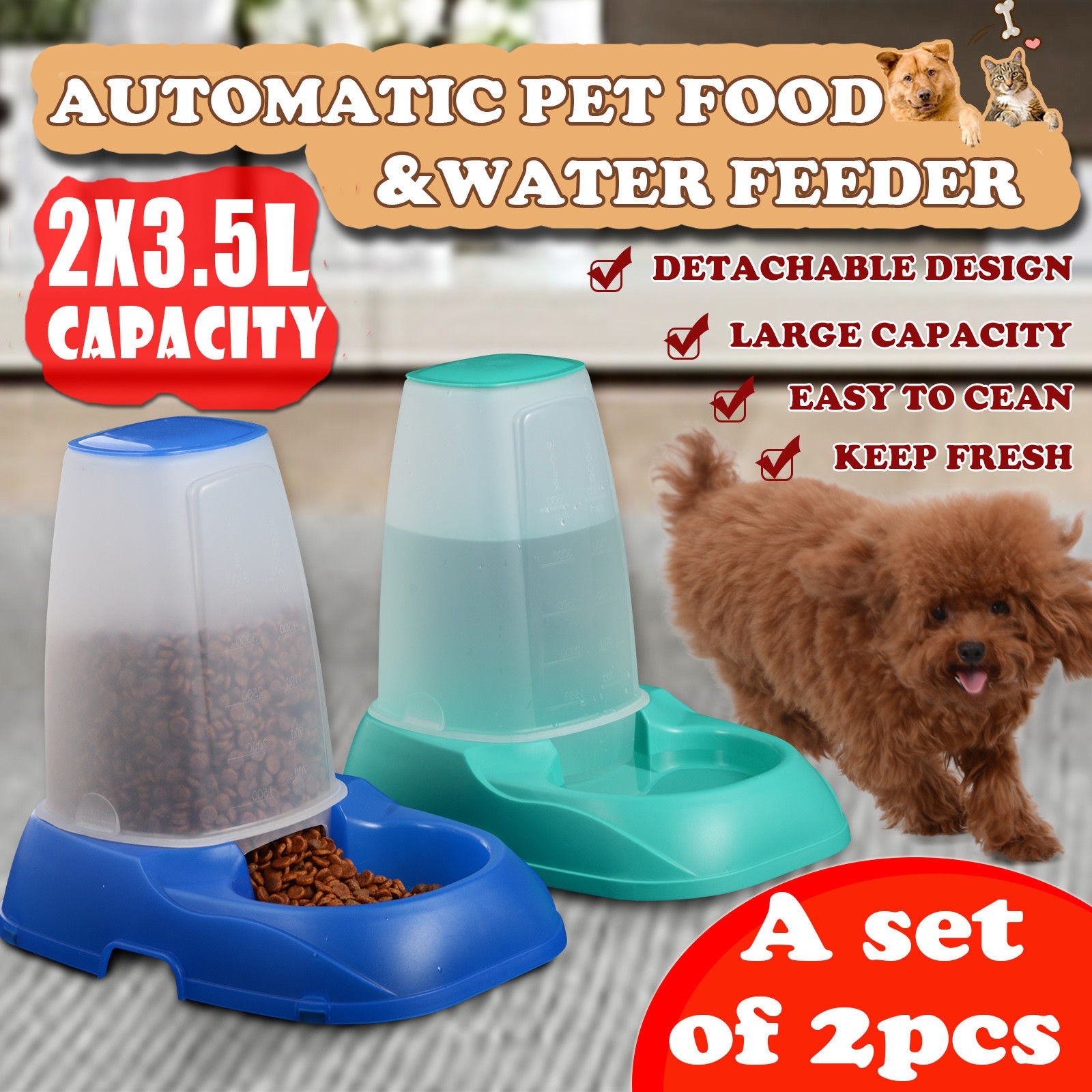 Reviews For Voilamart 2x 3 5l Automatic Pet Feeder Dog Cat Food