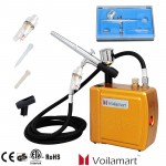 Voilamart Air Brush Mini Compressor Spray Airbrush Gun Kit for Cake Nail Art Make Up Set