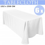 Voilamart 6pcs Tablecloths 152 x 259cm Wedding Banquet Party Event Rectangle White 