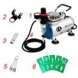 Voilamart Air Compressor 1/6 hp Airbrush Holder Filter Stencil Hose Kit for Make up Art Paint