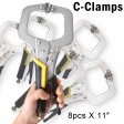 8pcs 11 inch steel C-Clamps Locking Plier Mig Welding Vice Grip Heavy Duty Quick