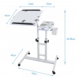 Mobile Laptop Desk Stand Adjustable Height Notebook Computer iPad Bedside Table