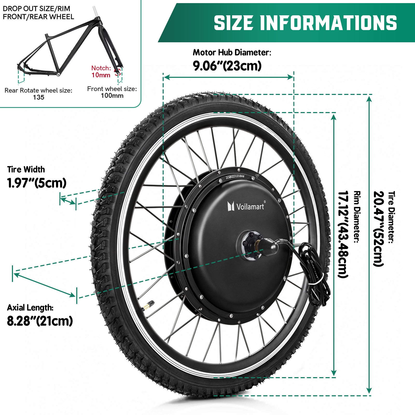 20inch 48V 1000W Rear Ebike Wheel
